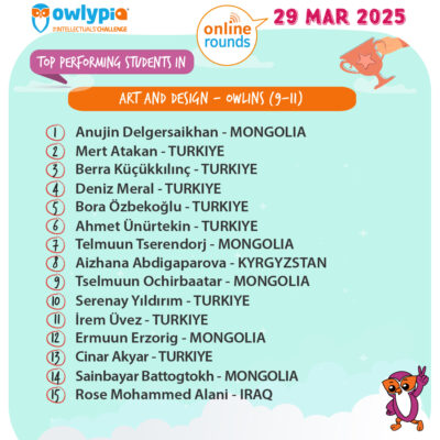 Owlypia competition results showing student achievements and awards ceremony