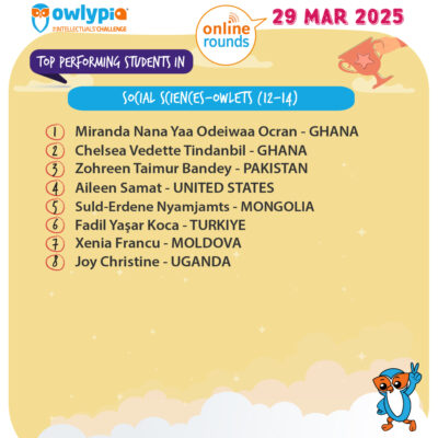Owlypia competition results showing student achievements and awards ceremony