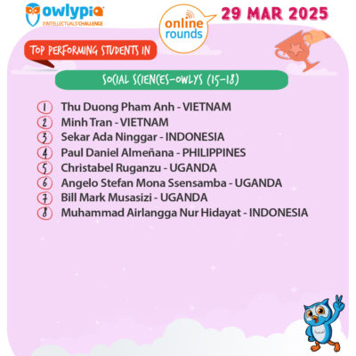 Owlypia competition results showing student achievements and awards ceremony