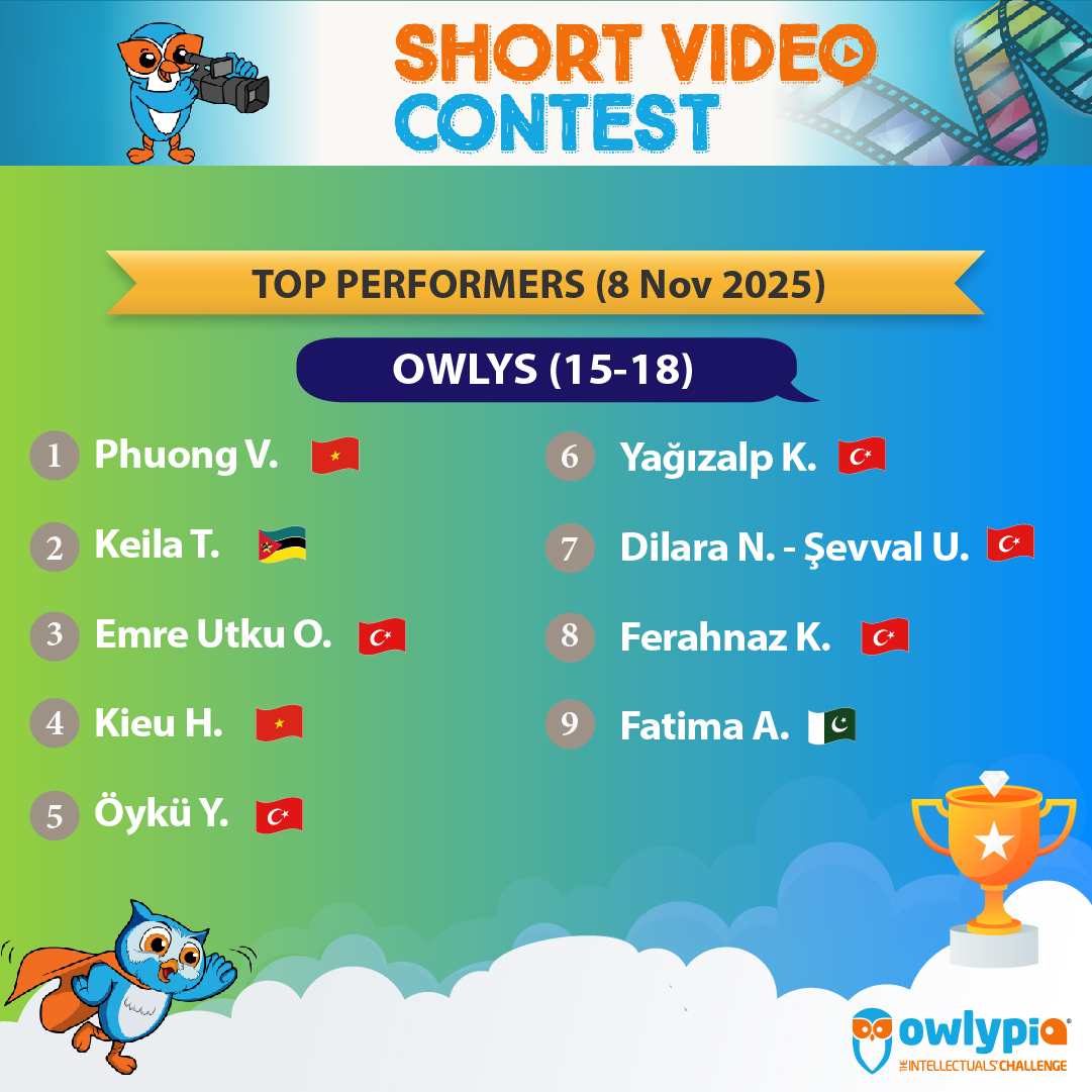 Owlypia competition results showing student achievements and awards ceremony