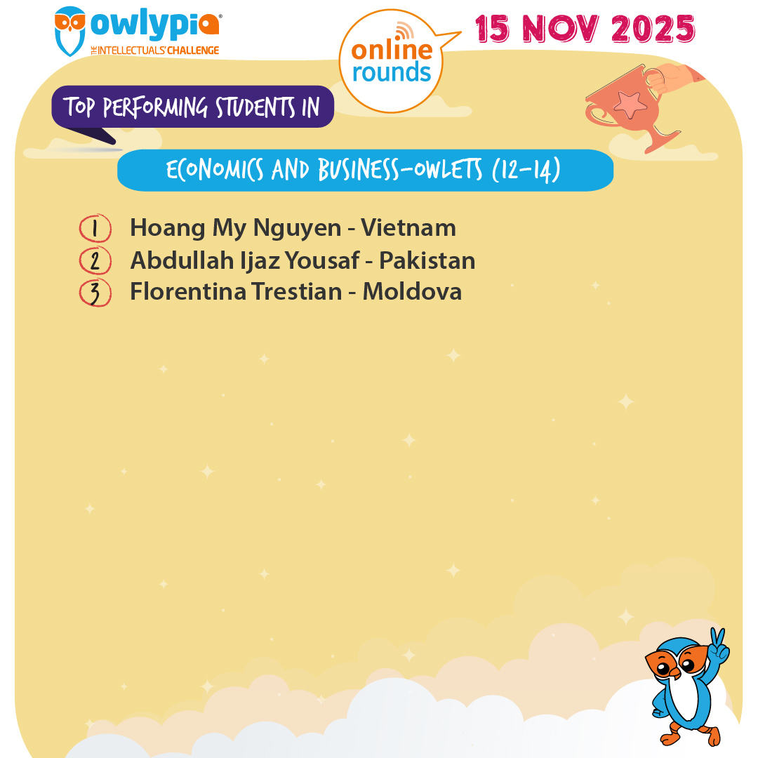 Owlypia competition results showing student achievements and awards ceremony