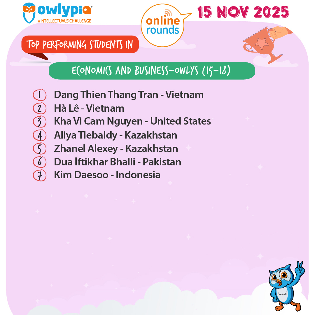 Owlypia competition results showing student achievements and awards ceremony
