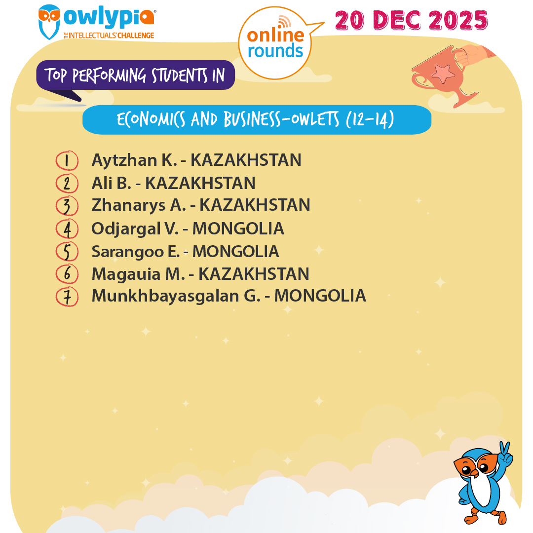 Owlypia competition results showing student achievements and awards ceremony