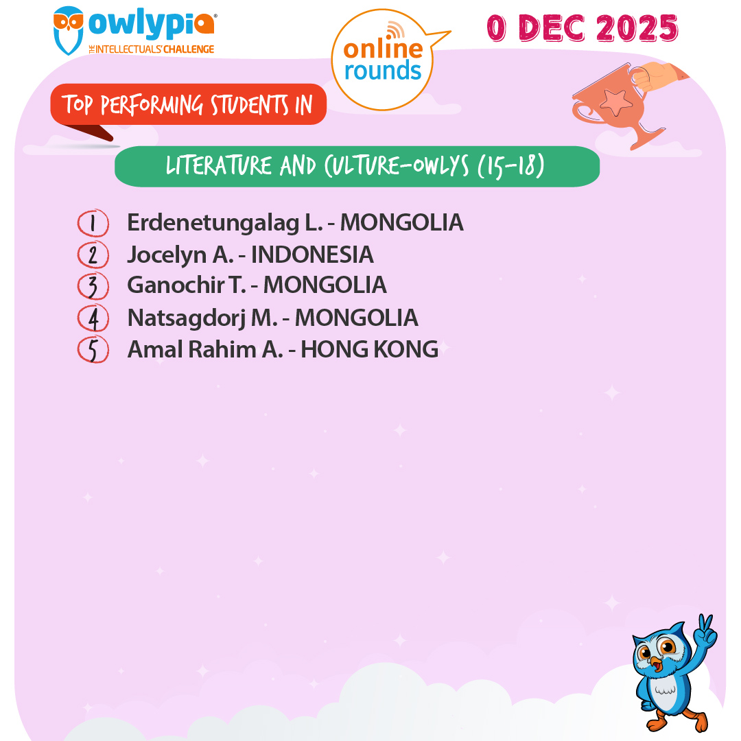 Owlypia competition results showing student achievements and awards ceremony
