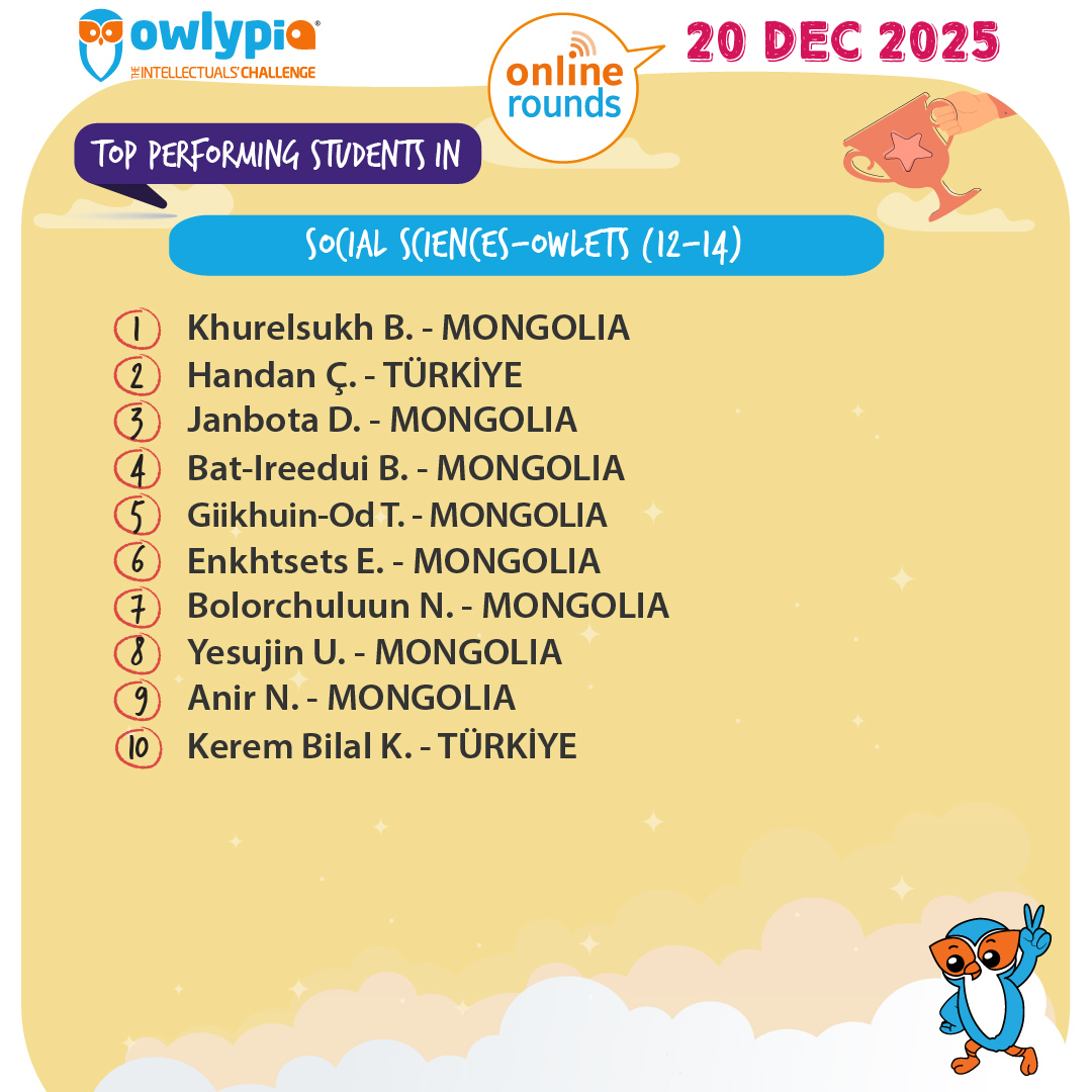 Owlypia competition results showing student achievements and awards ceremony