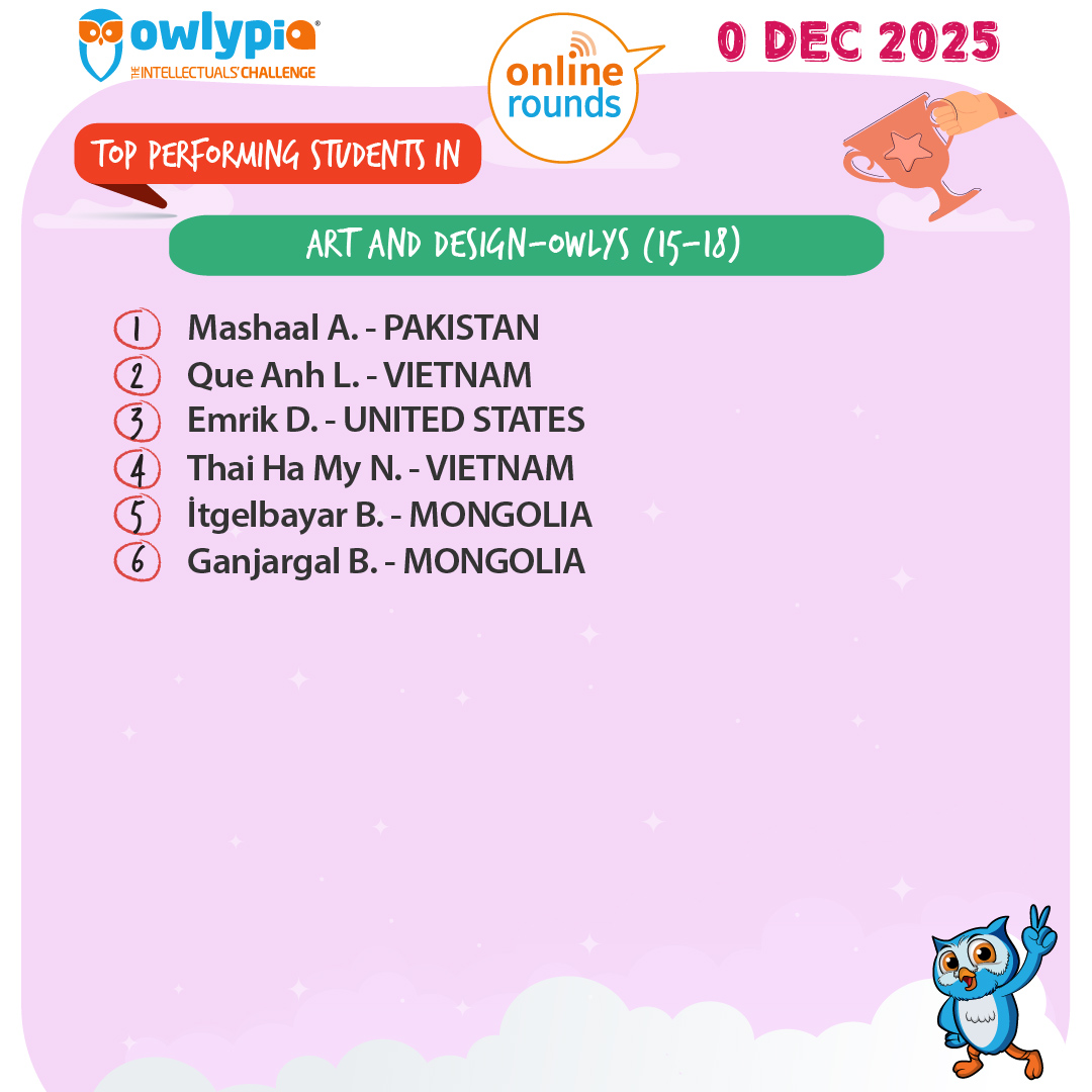 Owlypia competition results showing student achievements and awards ceremony