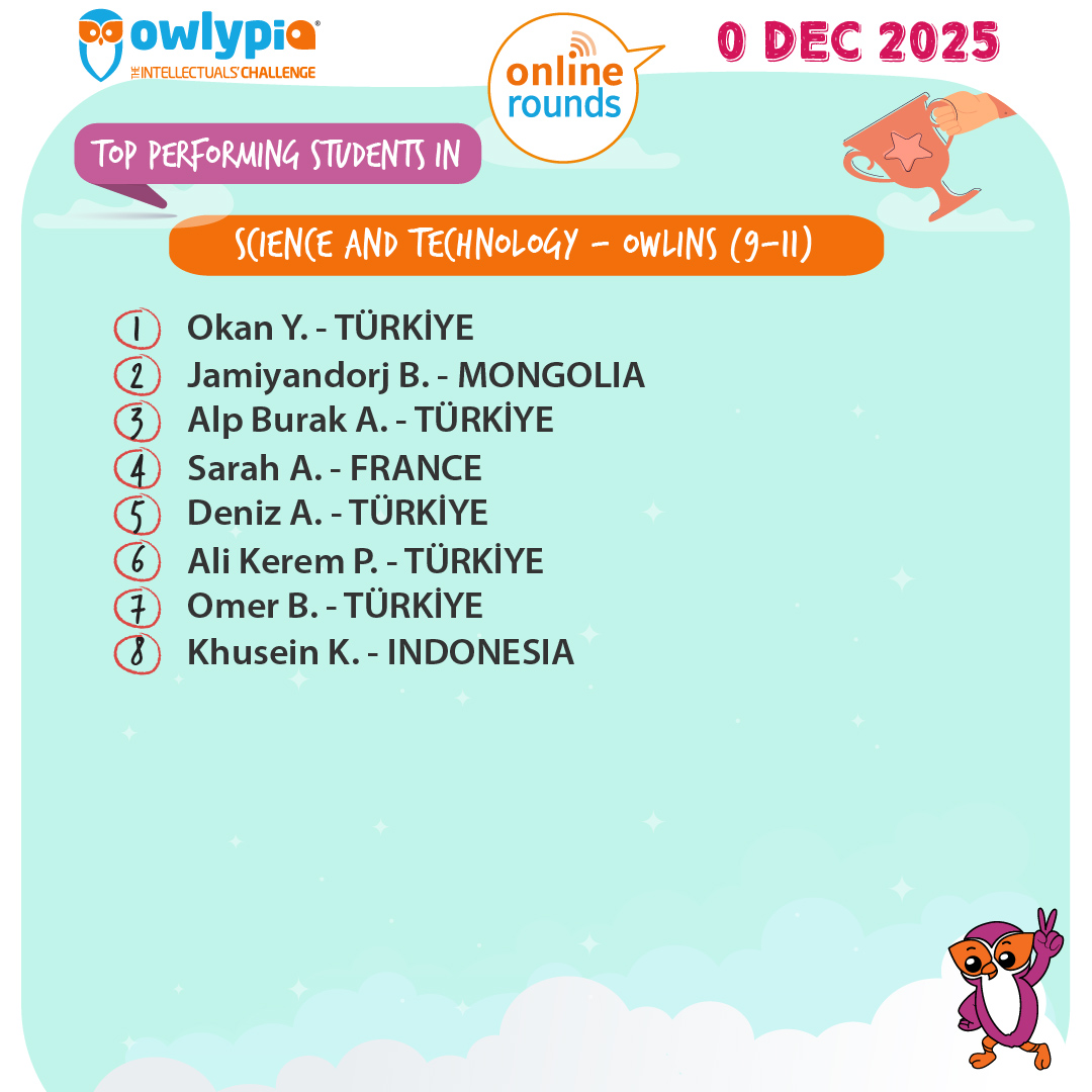 Owlypia competition results showing student achievements and awards ceremony