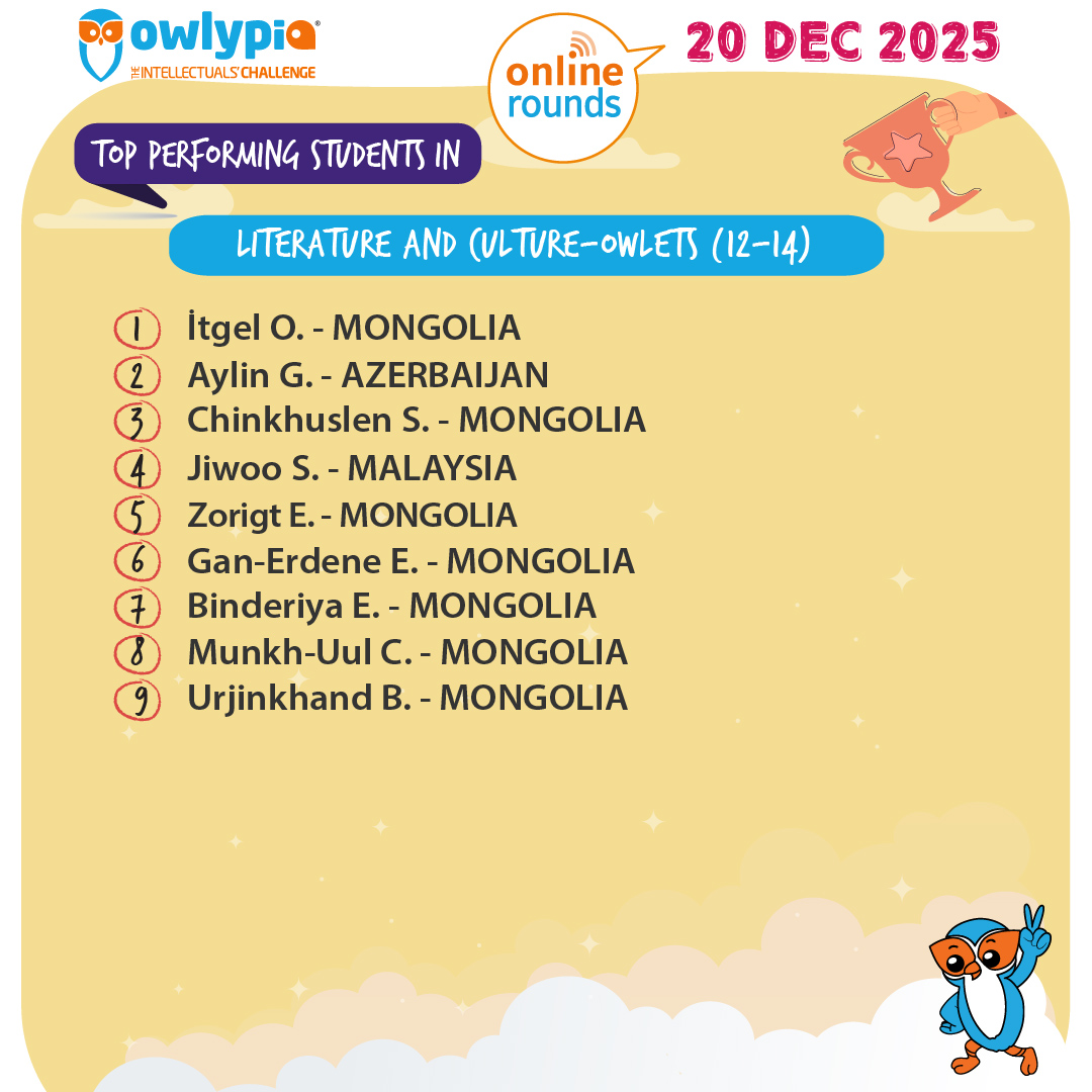 Owlypia competition results showing student achievements and awards ceremony