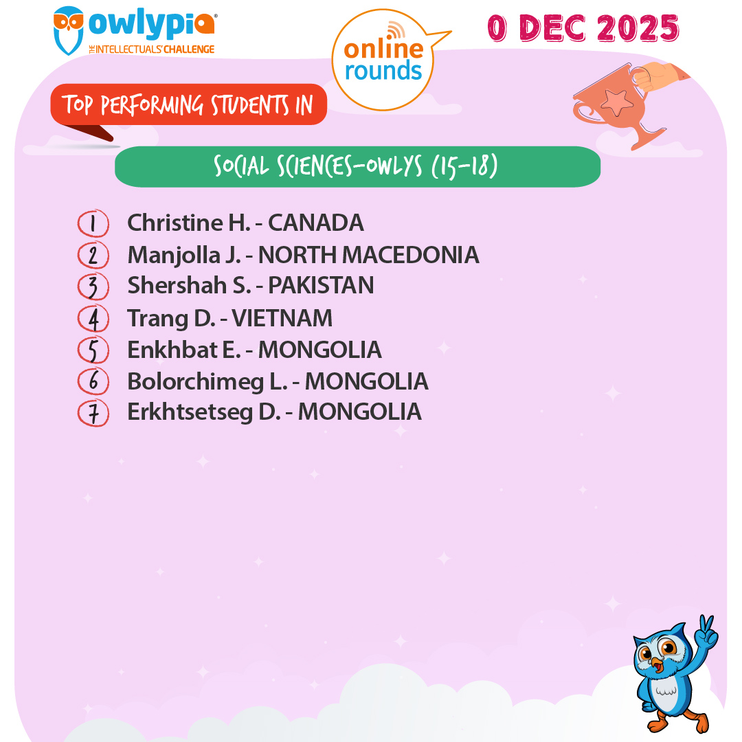 Owlypia competition results showing student achievements and awards ceremony