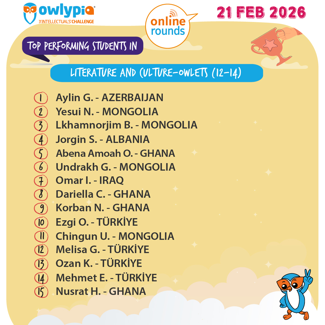 Owlypia competition results showing student achievements and awards ceremony