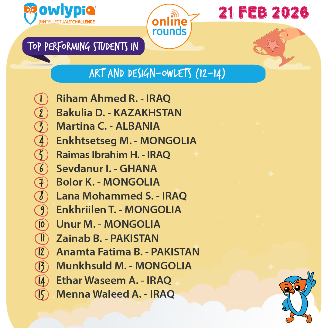 Owlypia competition results showing student achievements and awards ceremony