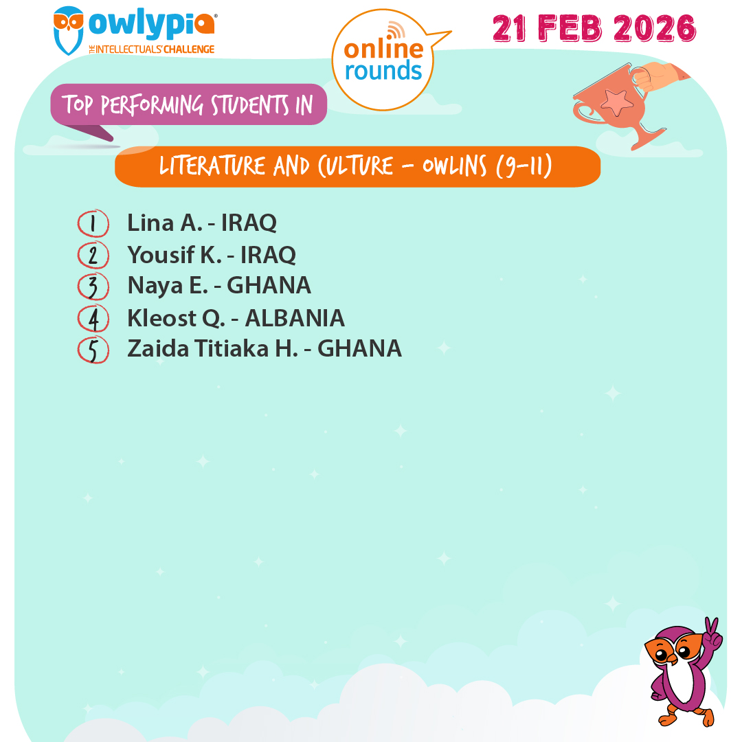 Owlypia competition results showing student achievements and awards ceremony