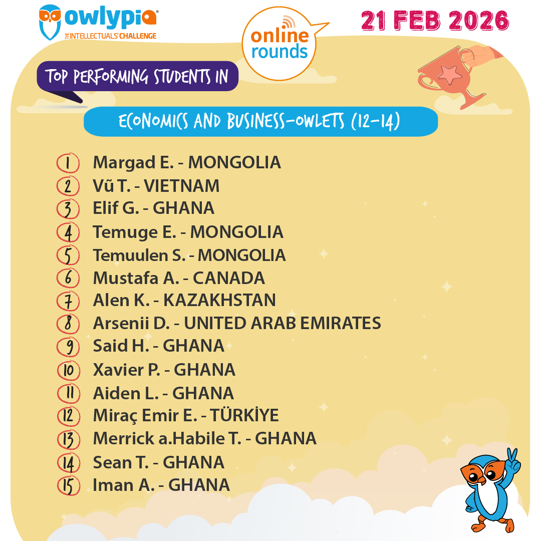 Owlypia competition results showing student achievements and awards ceremony