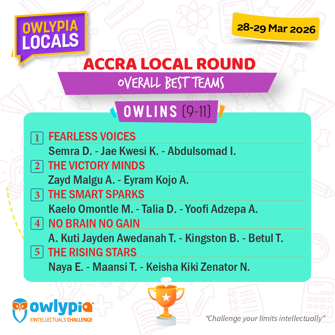 Owlypia competition results showing student achievements and awards ceremony