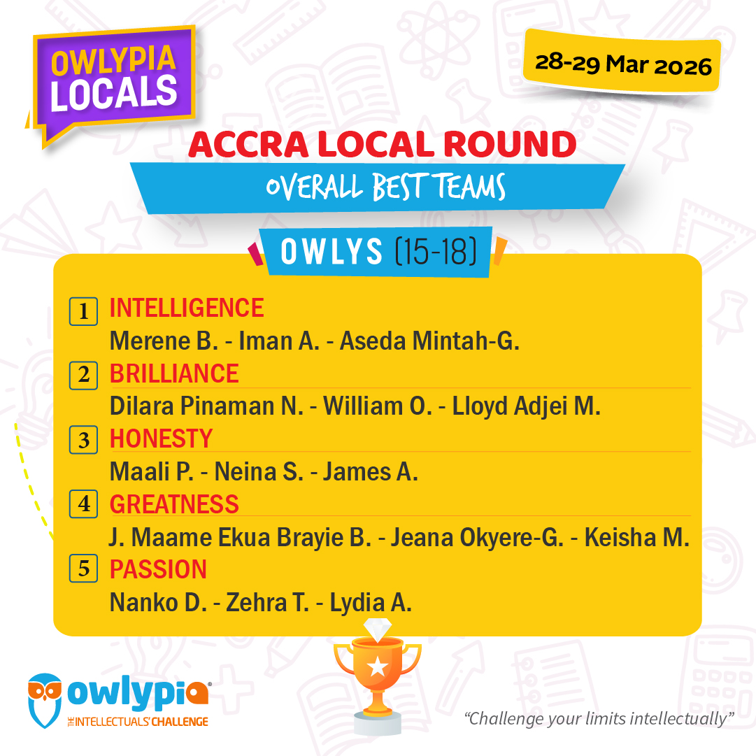 Owlypia competition results showing student achievements and awards ceremony