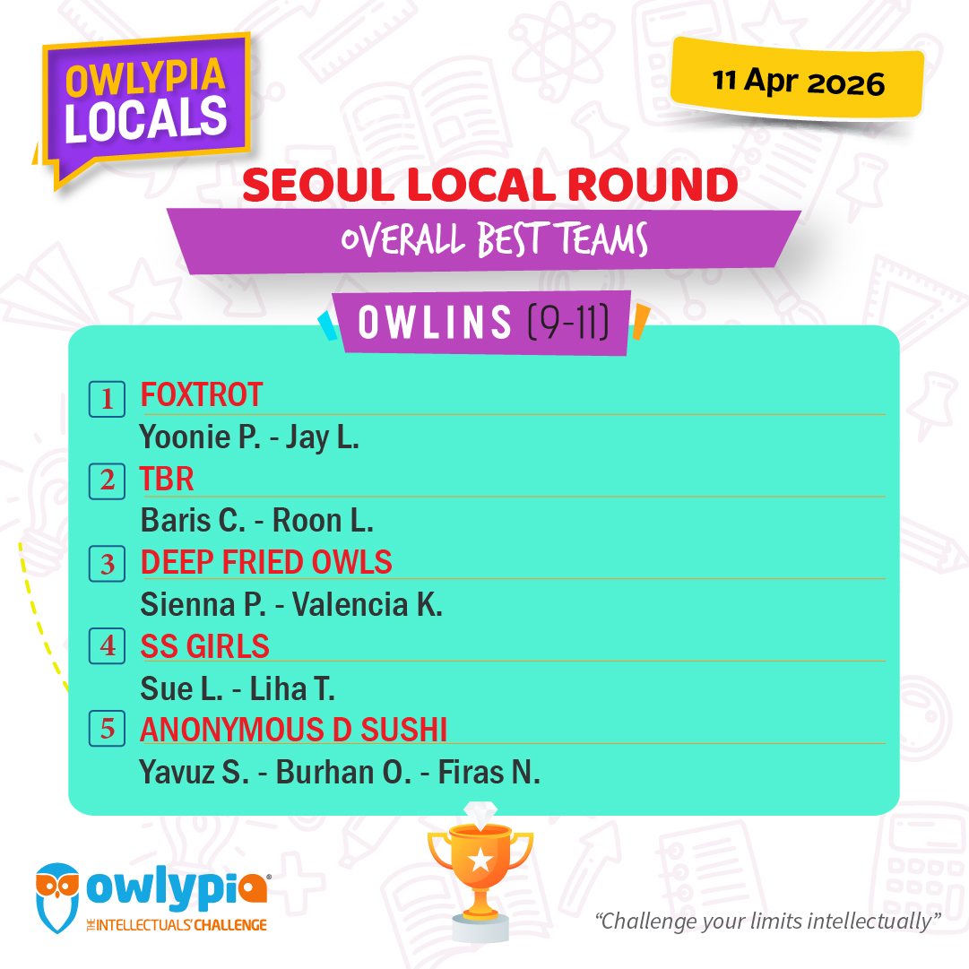 Owlypia competition results showing student achievements and awards ceremony