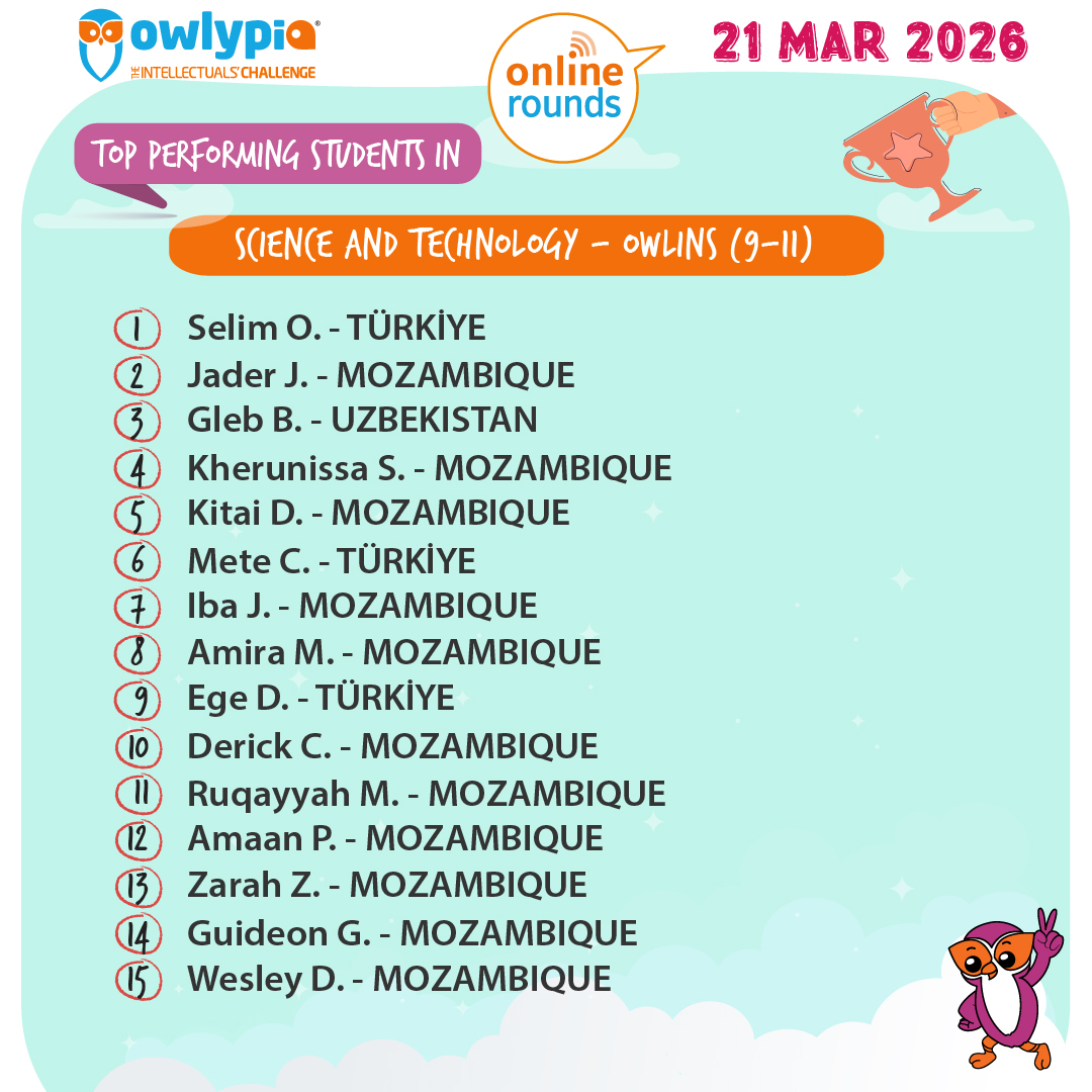 Owlypia competition results showing student achievements and awards ceremony