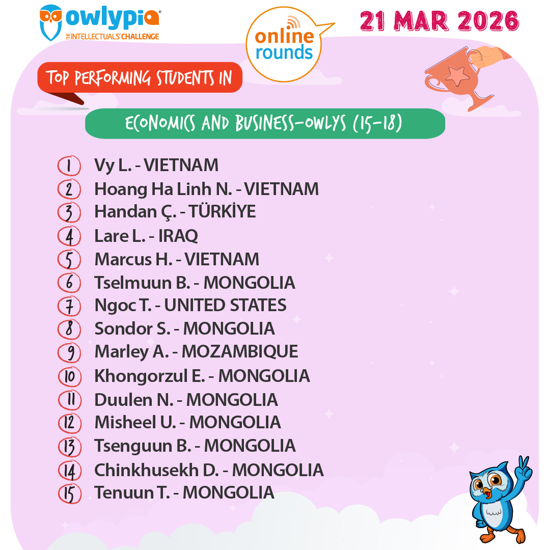 Owlypia competition results showing student achievements and awards ceremony