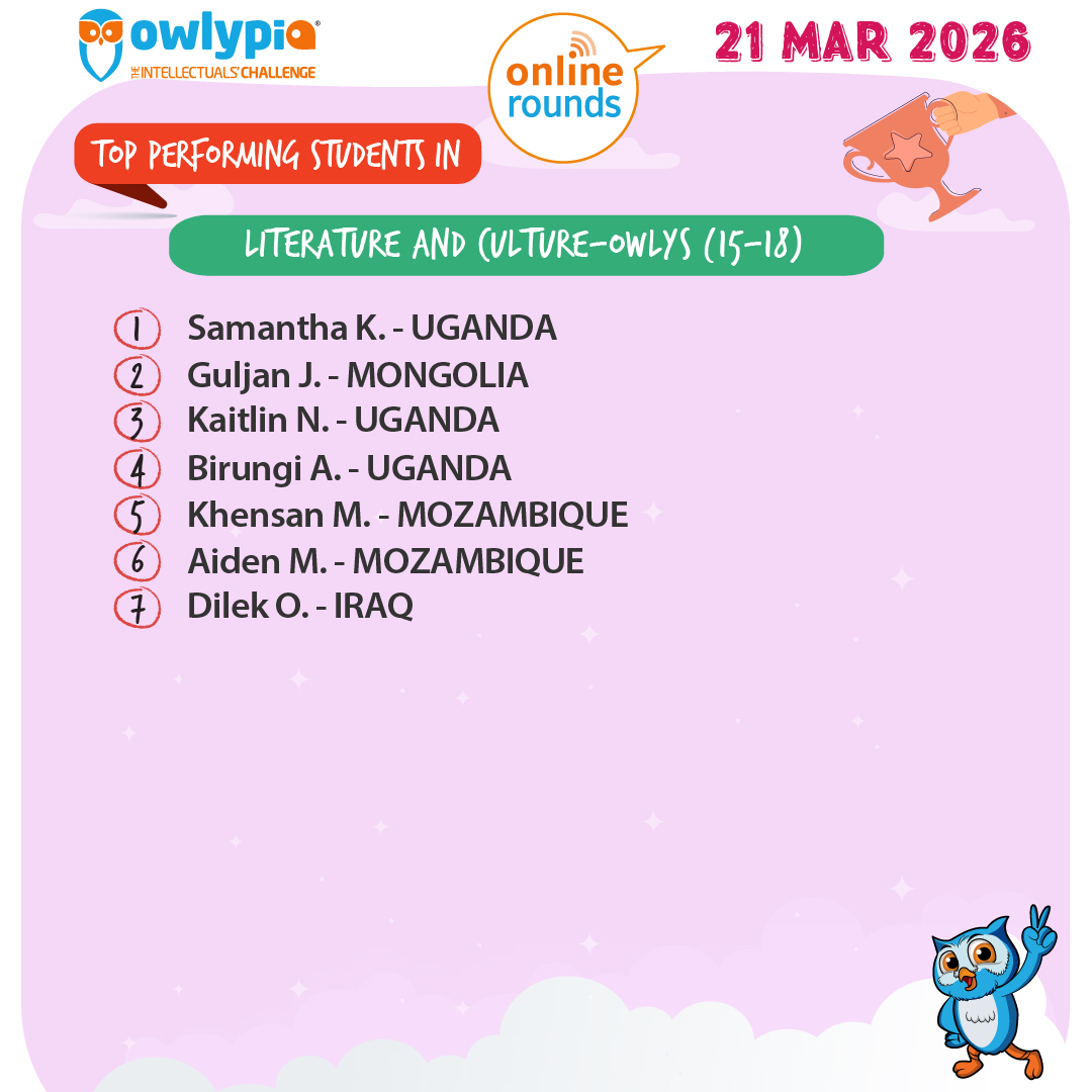 Owlypia competition results showing student achievements and awards ceremony