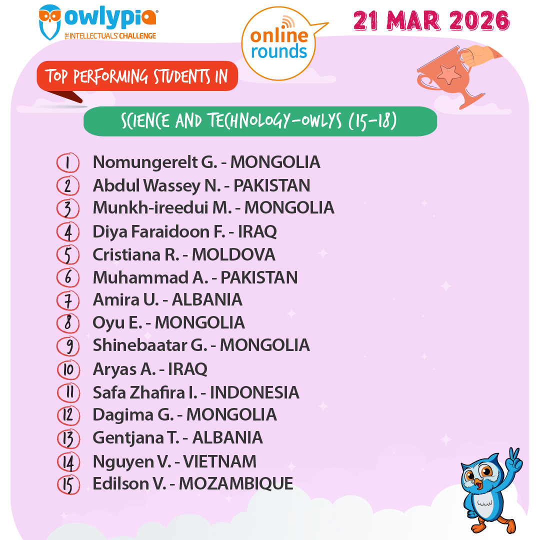 Owlypia competition results showing student achievements and awards ceremony