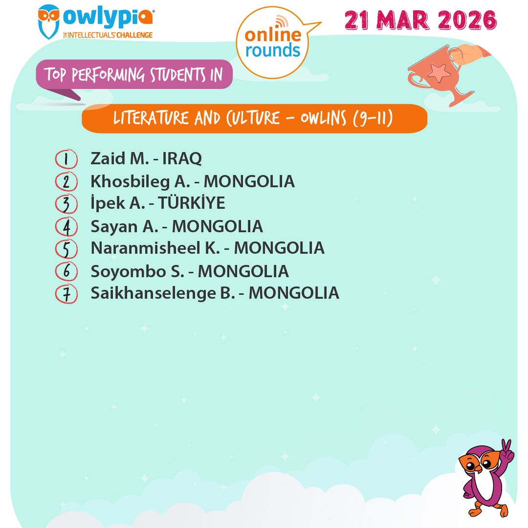 Owlypia competition results showing student achievements and awards ceremony