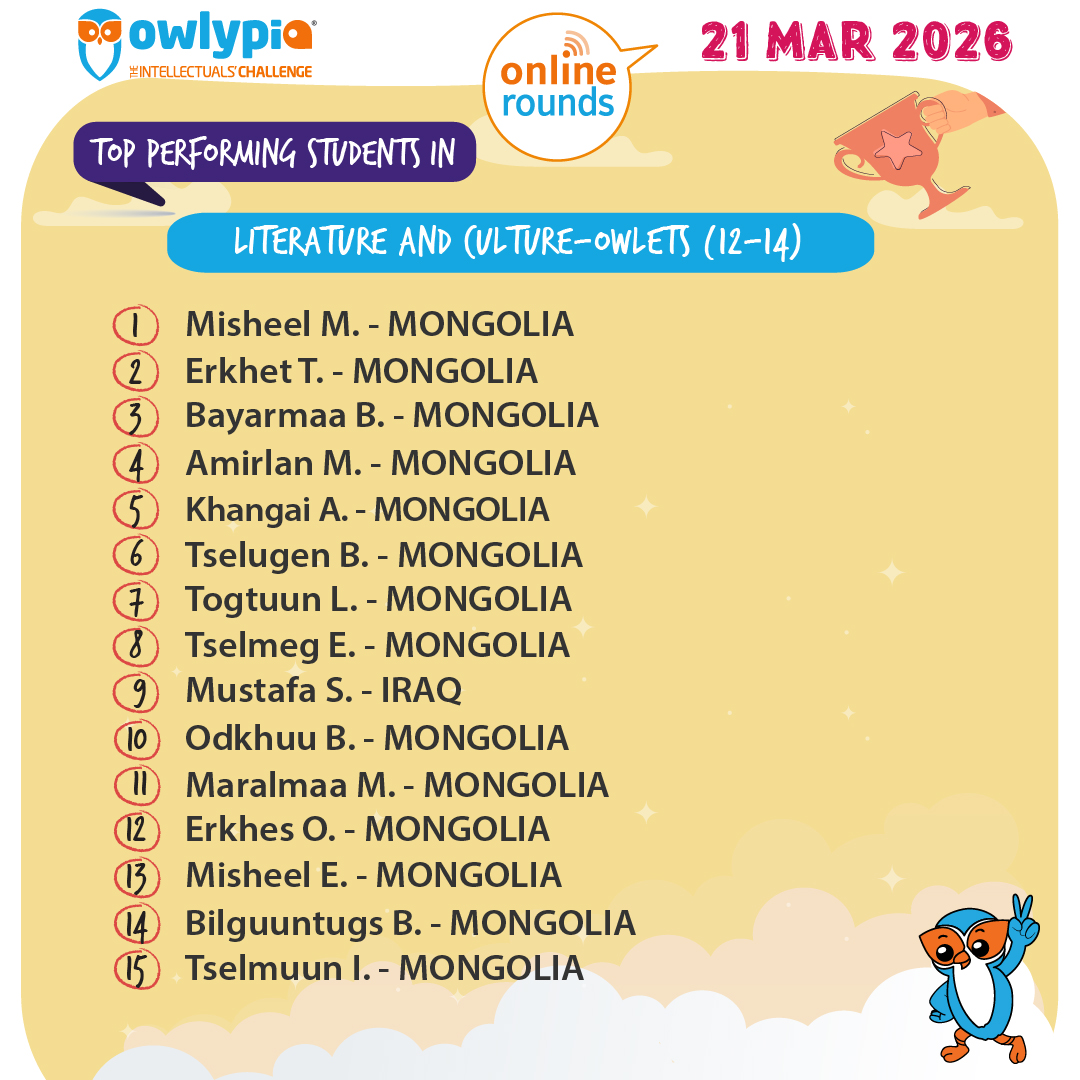 Owlypia competition results showing student achievements and awards ceremony