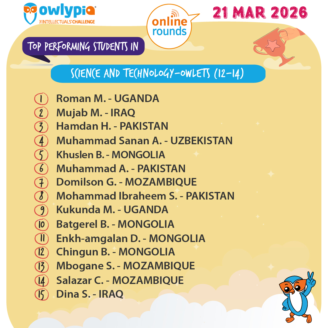 Owlypia competition results showing student achievements and awards ceremony