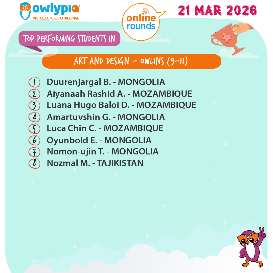 Owlypia competition results showing student achievements and awards ceremony