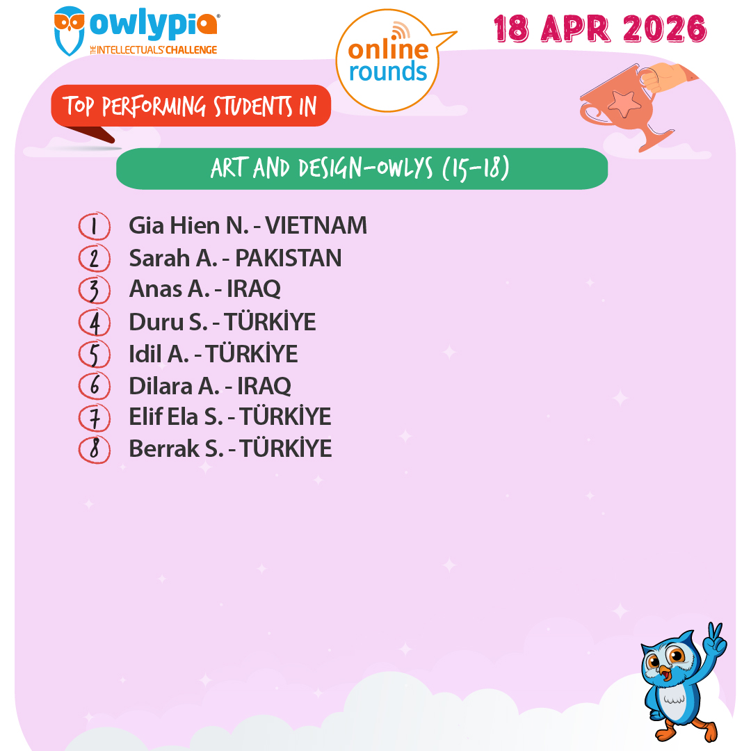 Owlypia competition results showing student achievements and awards ceremony
