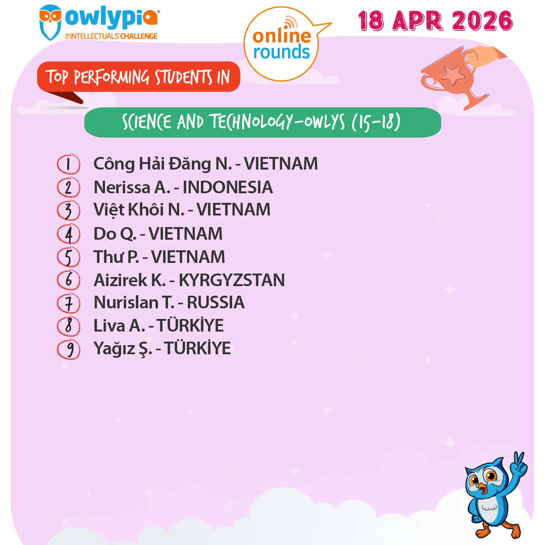 Owlypia competition results showing student achievements and awards ceremony