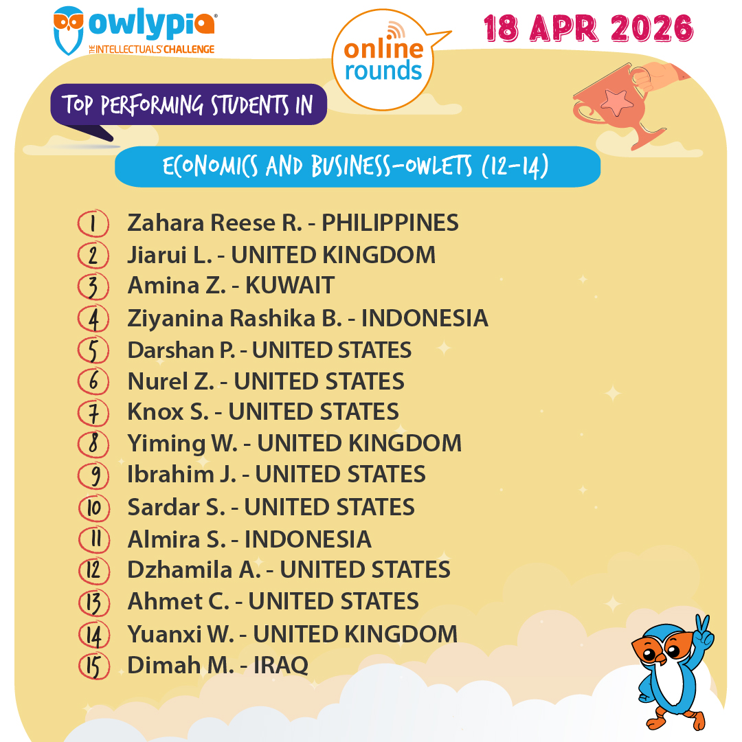 Owlypia competition results showing student achievements and awards ceremony