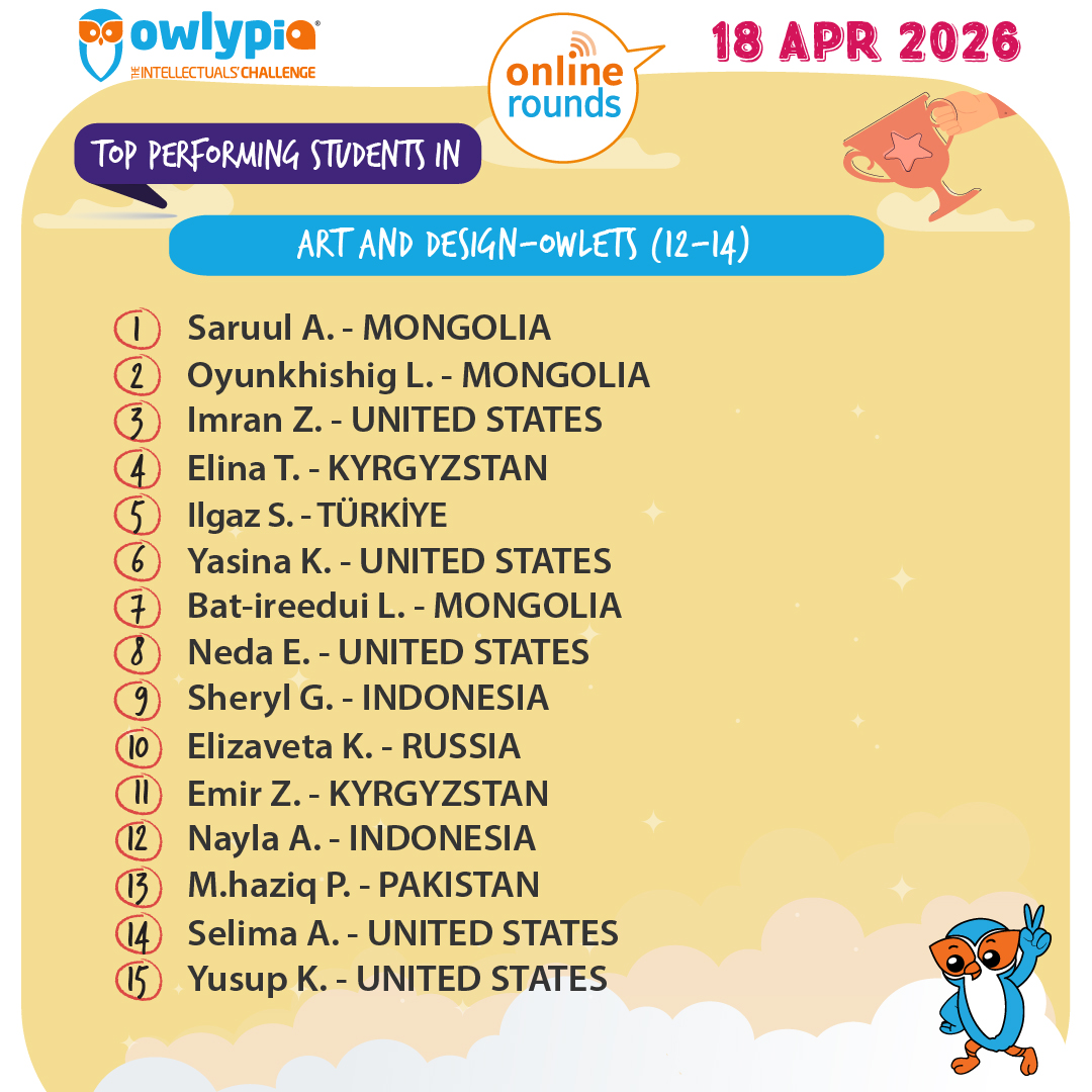 Owlypia competition results showing student achievements and awards ceremony
