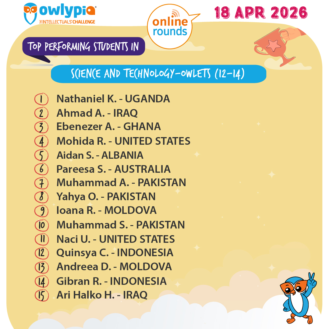 Owlypia competition results showing student achievements and awards ceremony