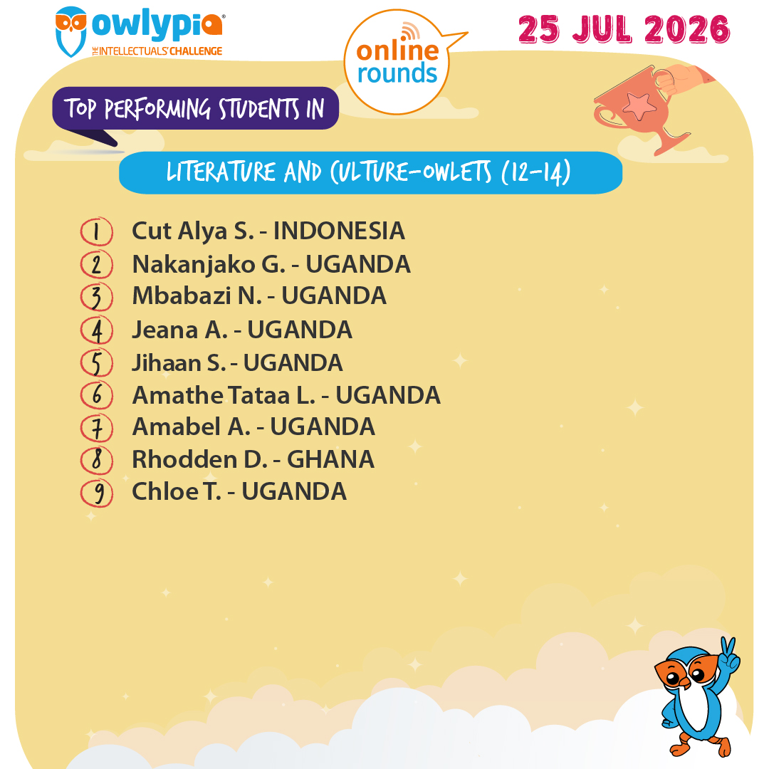 Owlypia competition results showing student achievements and awards ceremony