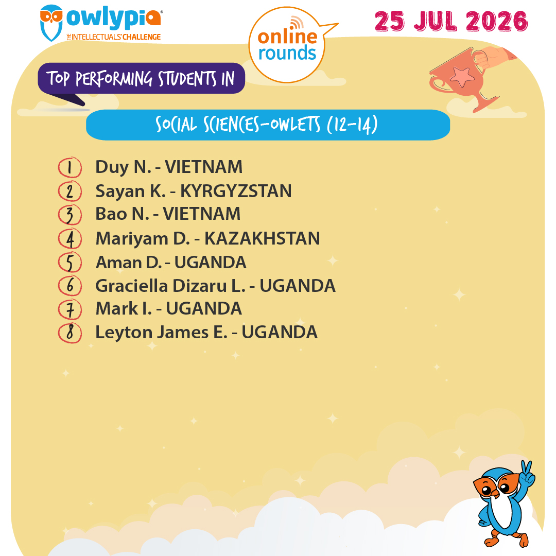 Owlypia competition results showing student achievements and awards ceremony