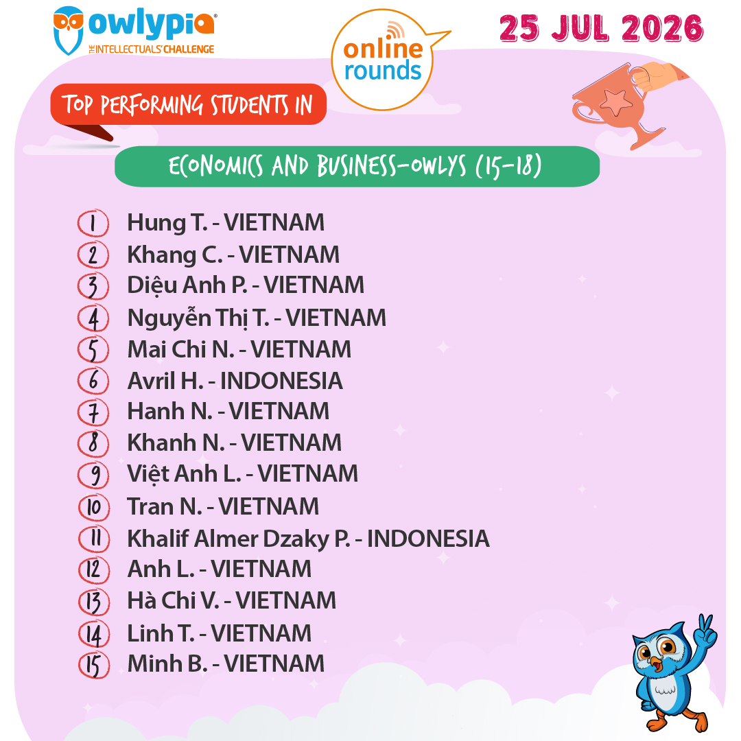 Owlypia competition results showing student achievements and awards ceremony