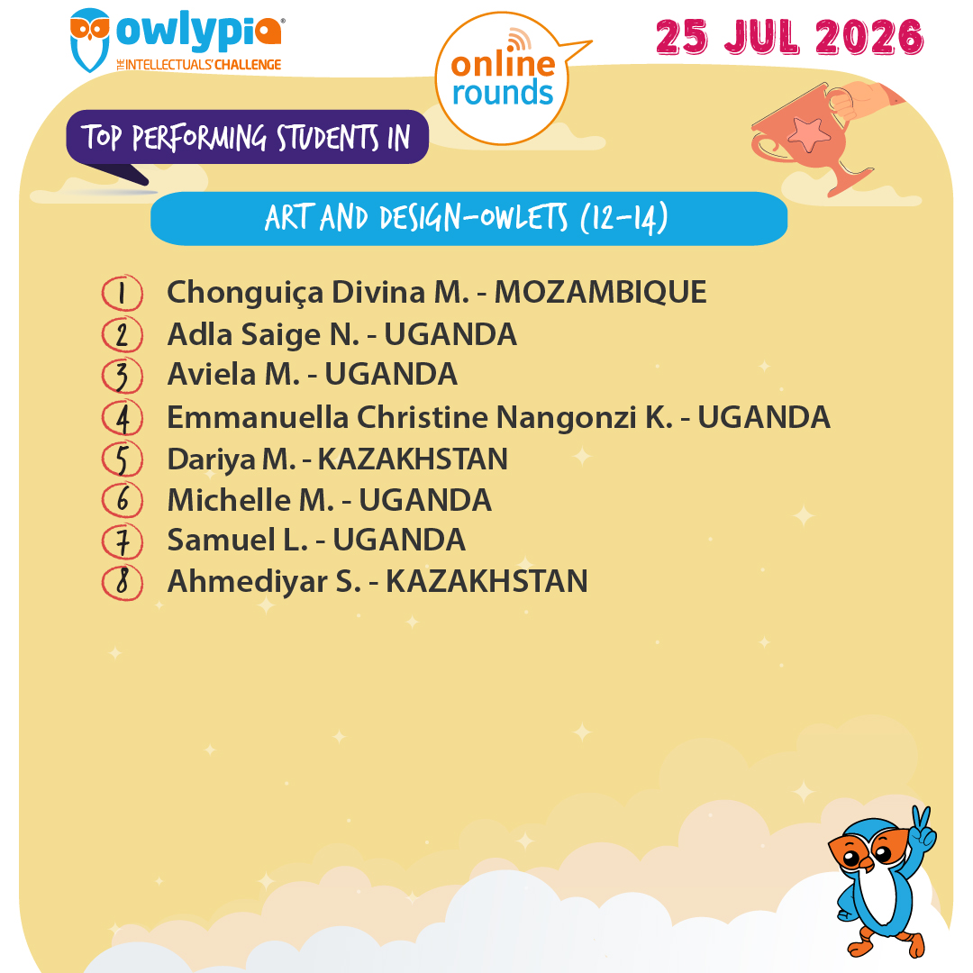 Owlypia competition results showing student achievements and awards ceremony