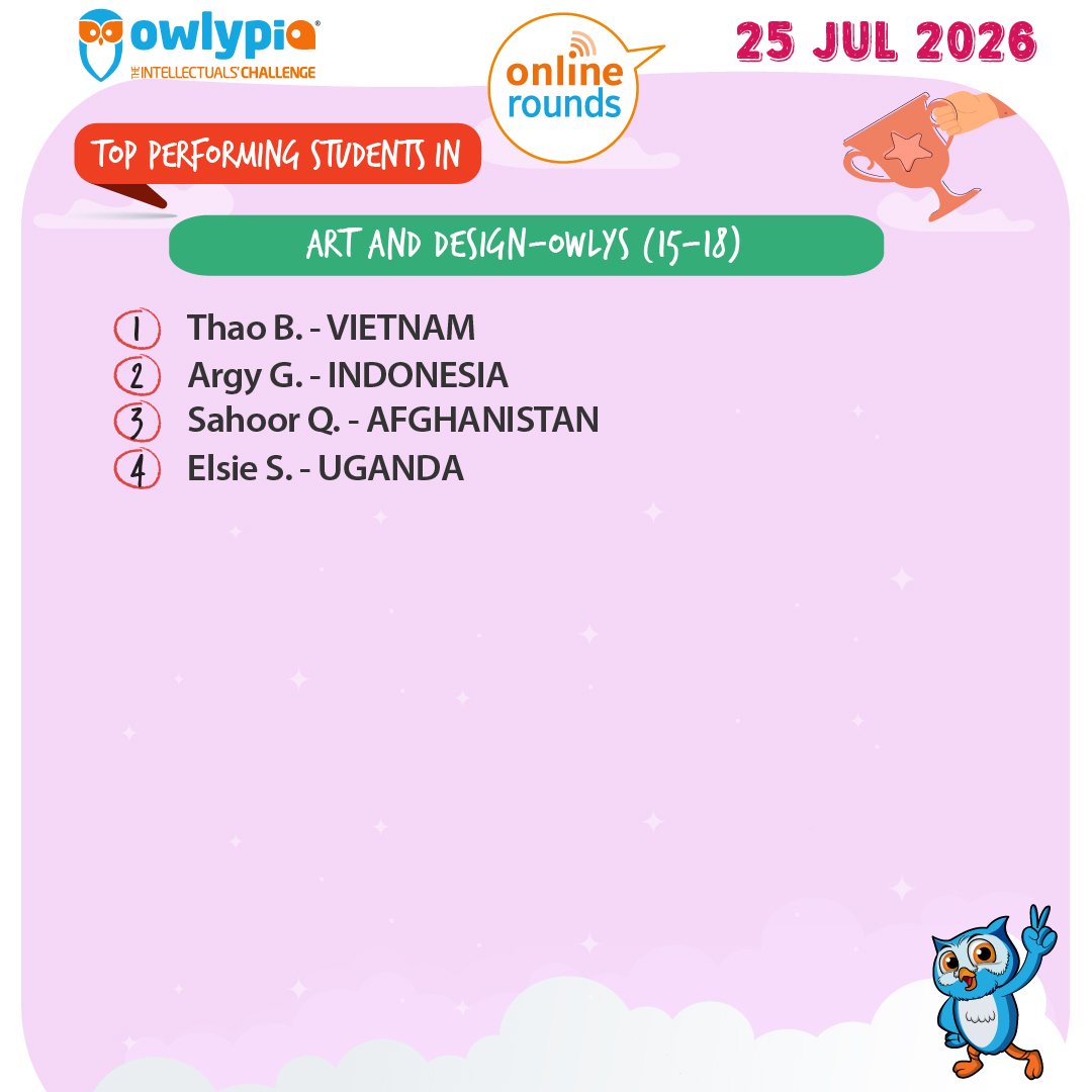 Owlypia competition results showing student achievements and awards ceremony