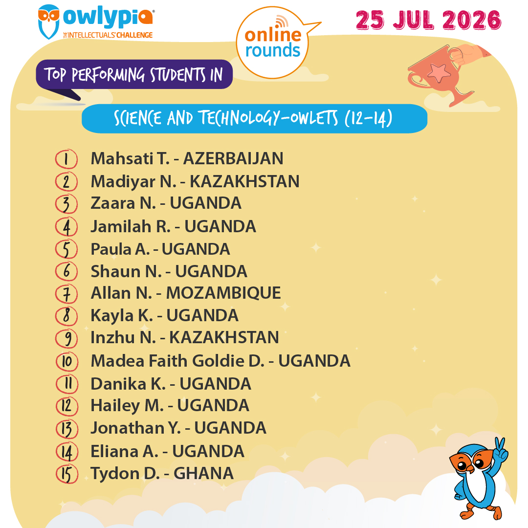Owlypia competition results showing student achievements and awards ceremony
